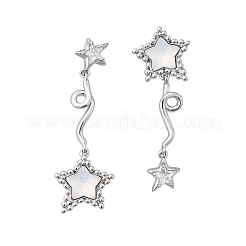 Pendientes de latón con forma de estrella y circonitas cúbicas transparentes&nbsp;EJEW-D301-01P