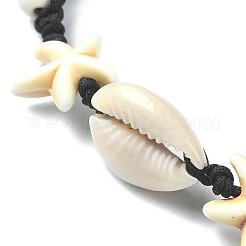 Bracciale con perline intrecciate con conchiglia naturale e turchese sintetico e magnesite&nbsp;BJEW-TA00416-02