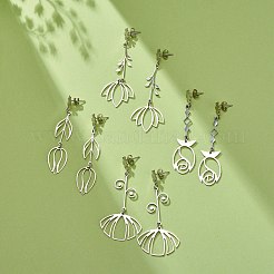 Boucles d'oreilles longues pendantes en forme de fleur en acier inoxydable 304 anti-ternissement pour femmes&nbsp;EJEW-JE05006