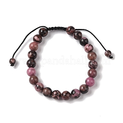 Braccialetti con perline intrecciate rotonde di rodonite naturale da 8 mm&nbsp;BJEW-C067-01B-13