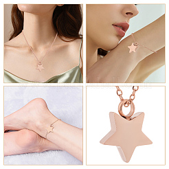 1 collana con catena a cavo con ciondolo a forma di stella in acciaio inossidabile per ceneri&nbsp;NJEW-CN0001-18RG