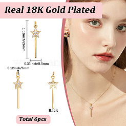 6pcs rack placage laiton micro pavé clair pendentifs zircone cubique&nbsp;KK-SC0007-88