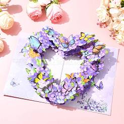 Cartes de vœux pop-up 3D en forme de cœur avec bouquet de papillons&nbsp;AJEW-FZC0001-06