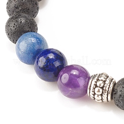 Bracciale elasticizzato con pietre preziose miste naturali e sintetiche&nbsp;BJEW-JB08170