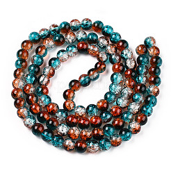 Fili di perle di vetro craquelé trasparenti bicolore&nbsp;CCG-WH0003-8mm-03