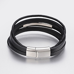 Mehrsträngige Armbänder aus geflochtenem Mikrofaser-Kordel für Herren&nbsp;BJEW-P198-06-1