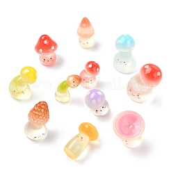 60 pièce de 15 styles de décorations lumineuses en forme de champignon en résine&nbsp;DJEW-CJ0001-19