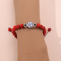 Sportliche Armbänder aus geflochtenen Perlen aus synthetischem Türkis und Kunststoffperlen&nbsp;NE3521-2