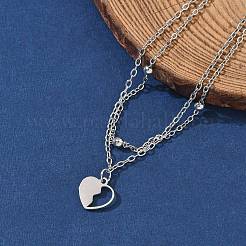 Bracciali a catena con ciondolo a forma di cuore in acciaio inossidabile 304&nbsp;BJEW-M097-01A-P