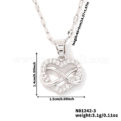 Collane con ciondolo a forma di cuore con infinito in ottone micro pavé di zirconi cubici trasparenti di alta qualità&nbsp;GG9465-1
