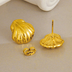 Pendientes de acero inoxidable con forma de concha marina&nbsp;FN1055-2