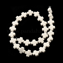 Brins de perles de pierre de lave naturelle&nbsp;G-L498-E02-01D