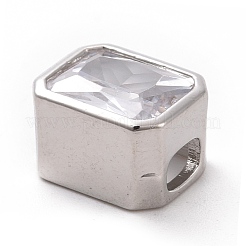 Perles de zircone cubique transparentes micro pavées en laiton écologiques&nbsp;KK-D079-25P