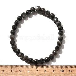Pulseras elásticas de cuentas de larvikita natural&nbsp;BJEW-F380-01-A14