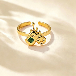 Offene Manschettenringe aus Edelstahl 304 mit Zirkonia-Pavé für Damen&nbsp;WGCD118-01