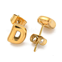 Pendientes de botón de acero inoxidable 304 con letras grandes para mujer&nbsp;EJEW-G386-01D-G