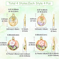 16 pièces 4 styles pendentifs en émail en alliage de placage de rack&nbsp;ENAM-YW0005-70