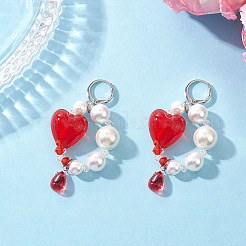 Pendientes de aro con forma de corazón de latón&nbsp;EJEW-TA00762