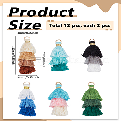 12 pz 6 colori decorazioni pendenti con nappe in policotone&nbsp;FIND-LP0007-27B