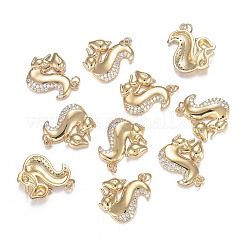 Colgantes de circonita cúbica micro transparente de latón con tema de otoño&nbsp;ZIRC-F120-082G