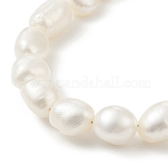 Armband aus natürlichen Barockperlen mit Büroklammerketten aus 304er Edelstahl für Damen&nbsp;BJEW-JB08970
