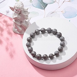 Braccialetto elasticizzato con perline rotonde in agata stagionata geode druzy naturale&nbsp;BJEW-JB08779