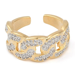 Anello a polsino aperto con micro pavé in ottone e zirconi cubici trasparenti per donna&nbsp;RJEW-Q819-05G