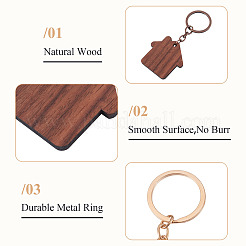 Porte-clés pendentifs en bois de noyer&nbsp;KEYC-TAC0034-06D