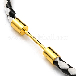 Bracciale a maglie con barra a colonna in ottone con cordini in cuoio&nbsp;BJEW-G675-05G-05