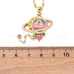 304 Edelstahl Hot Pearl Emaille Konstellation Planet Anhänger Halsketten&nbsp;NJEW-D310-01K-G