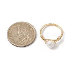 Ringe im Stil runder geflochtener Naturperlen&nbsp;RJEW-JR00608