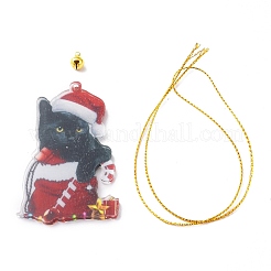Décoration de pendentif en acrylique en forme de chat de noël&nbsp;HJEW-E007-01G-01