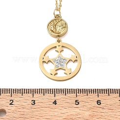 Anillo de acero inoxidable 304 con cristales de imitación y colgante de estrella.&nbsp;SA-CBA2C2A-04G