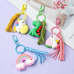 Porte-clés arc-en-ciel/licorne/dinosaure en pvc&nbsp;KEYC-YW00007