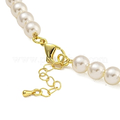 Halsketten aus Messing mit Perlen in Gestellbeschichtung und ABS-Kunststoff für Damen&nbsp;NJEW-C059-16G