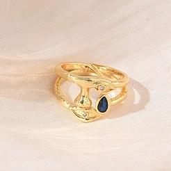 Bagues ouvertes en laiton avec micro pavé de zircones cubiques pour femmes&nbsp;RJEW-L343-11G