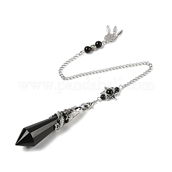 Natürliche Obsidian Kegel Wünschelrute Pendel große spitze Anhänger&nbsp;AJEW-Z041-01C-AS