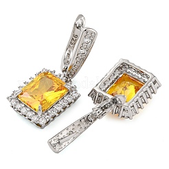 Pendientes de aro rectangulares de latón con pavé de circonitas cúbicas para mujer&nbsp;EJEW-I304-29P