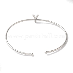Brazaletes abiertos con letras de circonita cúbica transparente micro pavé de latón chapado en estante&nbsp;BJEW-A018-01P-Y
