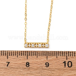 925 Halskette mit rechteckigem Anhänger aus Sterlingsilber mit Mikropavé und klarem Zirkonia für Damen&nbsp;NJEW-D316-02G