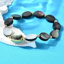 Stretch-Armbänder aus Abalone-Muschelperlen&nbsp;BJEW-D315-03G