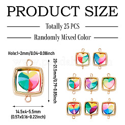 25 Stück Polymer Clay Herz & CCB Quadrat Rahmen Glieder Verbinder Charms&nbsp;CLAY-TADJ0001-05