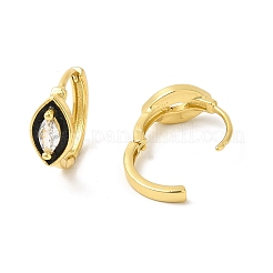 Orecchini a cerchio a occhio di cavallo smaltati con zirconi chiari&nbsp;EJEW-E270-05G-01