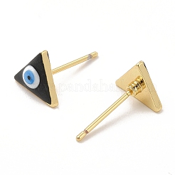 Triangolo smaltato con orecchini a bottone malocchio&nbsp;EJEW-E274-04G-07