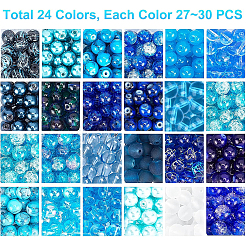 24 Farbe Imitationsperle & Crackle & transparente & undurchsichtige Glasperlen&nbsp;GLAA-PH0002-89B