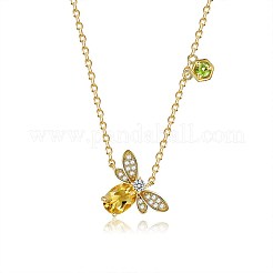 Abeille 925 colliers pendentif zircone cubique en argent sterling pour les femmes&nbsp;NJEW-BB72243