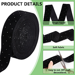 Ruban de velours en polyester avec strass acrylique&nbsp;OCOR-WH0097-80B