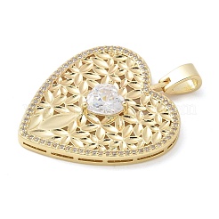 Pendentifs avec zircon cubiques à micro-pavés en laiton&nbsp;KK-K298-09G-04