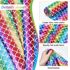 Polyesterstoff mit Meerjungfrauen/Fischschuppen&nbsp;DIY-WH0410-21B