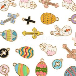 24 colgante de aleación de esmalte con forma de cruz de conejo y huevo de Pascua de 20 estilos&nbsp;ENAM-FS0004-01
